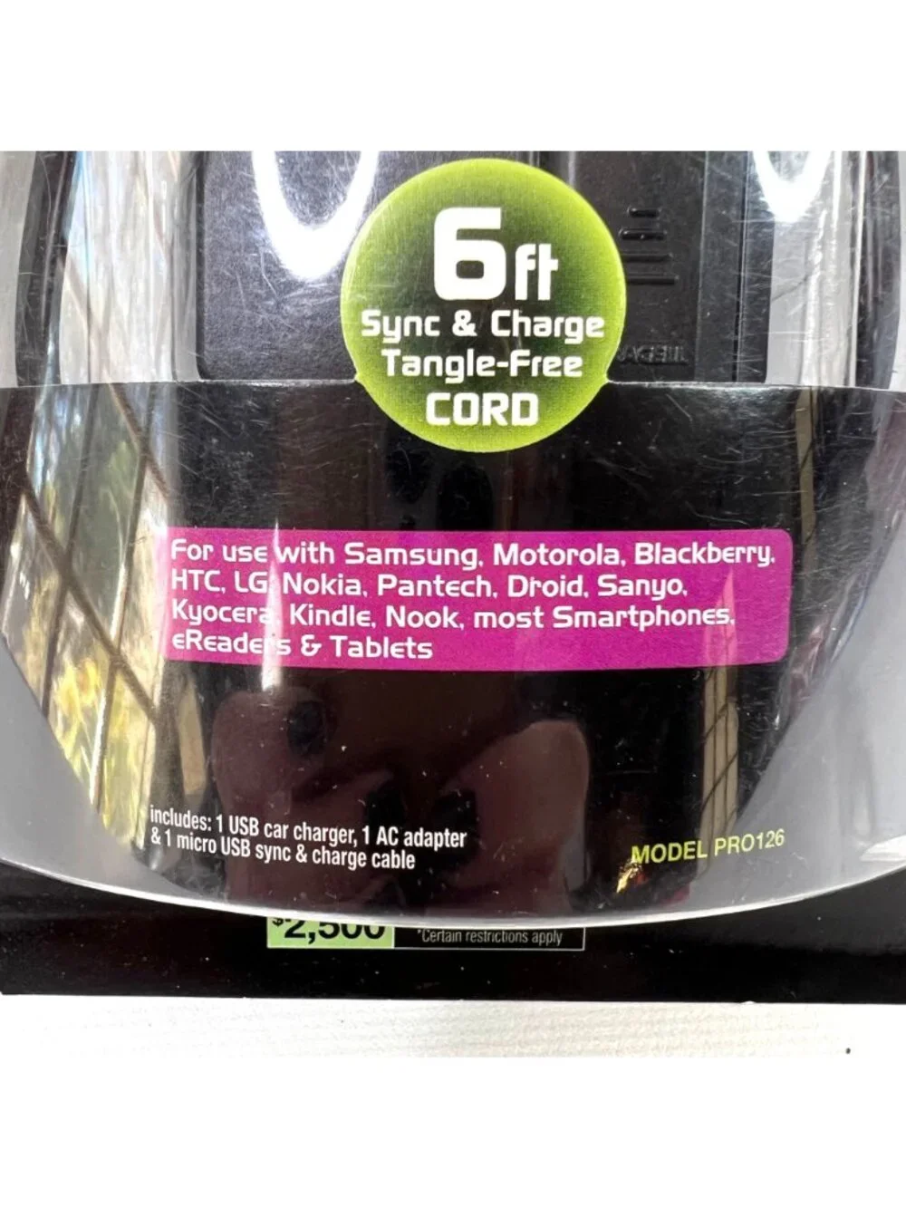 Duracell 3 in 1 Rechargeable Charger PRO126 6ft Cord Samsung Motorola Blackberry